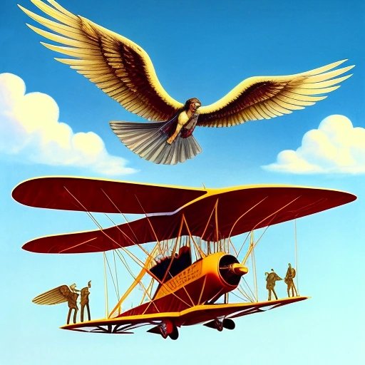 Icarus and the Wright brothers working on their respective inventions