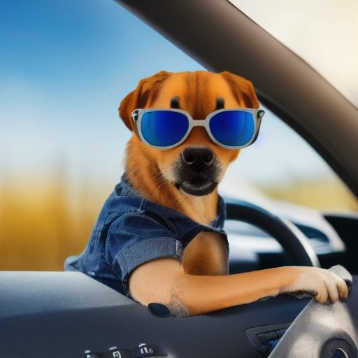Dog driving a car