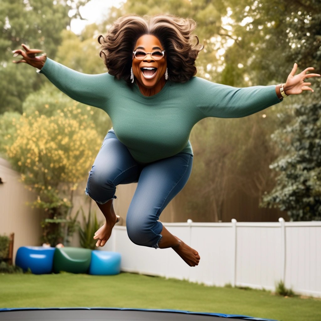 Oprah on a trampoline