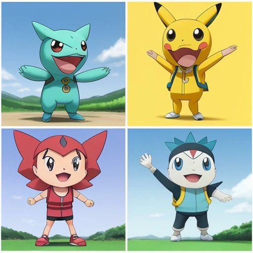 Trainers being surprised by a comical Pokemon
