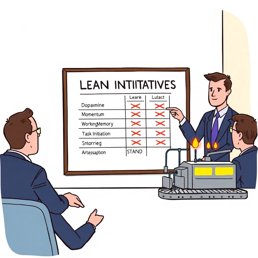 Lean initiatives: dopamine, momentum, working memory “cut”