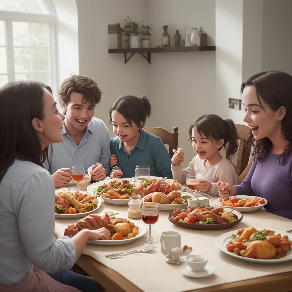 Family gathering for Sunday roast