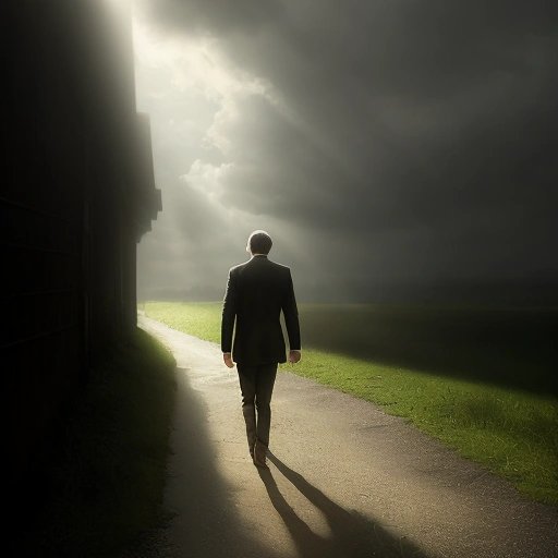 Richard walking away towards a hopeful future