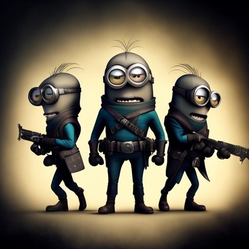 Loyal minions standing together with weapons