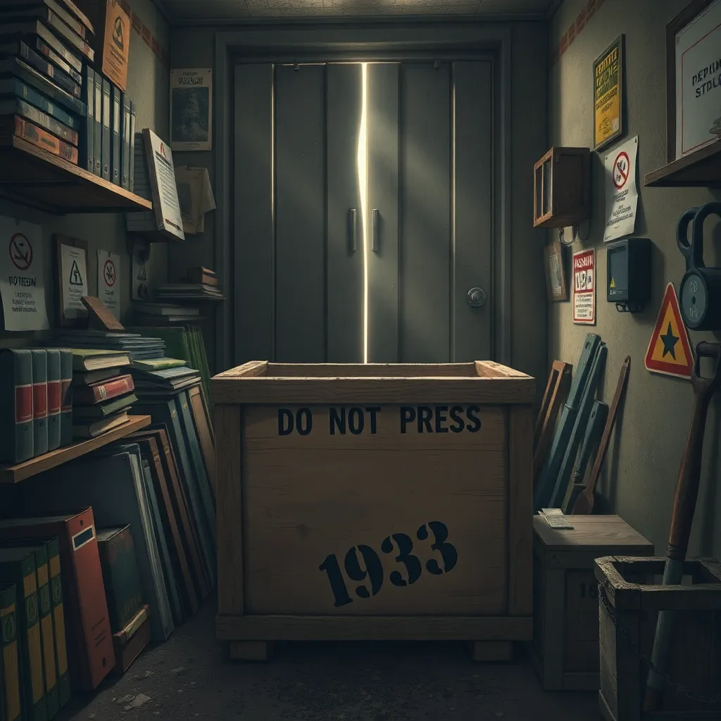 Cold War leftovers: storage box marked DO NOT PRESS, dated 1983