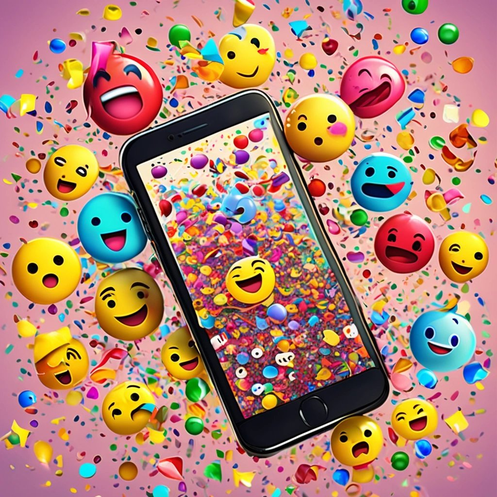 Exploding emojis from a smartphone
