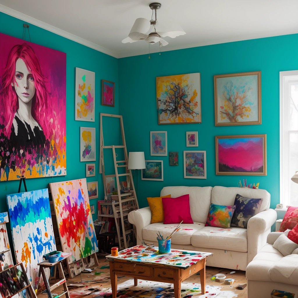 Emma's art studio in her living room