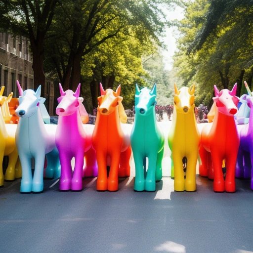 Inflatable unicorn parade in honor of new April Fools’ Day
