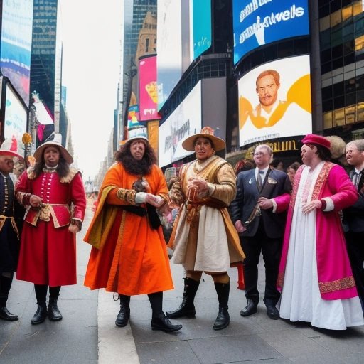 Group of people dressed as Shakespearean characters