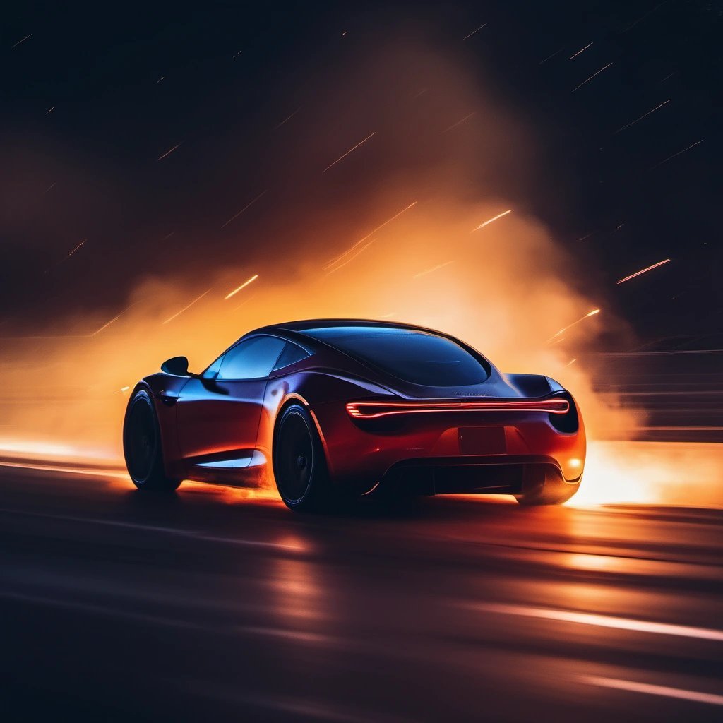 Burning Tesla Roadster