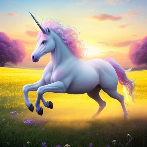 Majestic unicorn in meadow