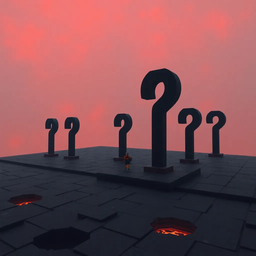 Obsidian question marks on the Nether roof