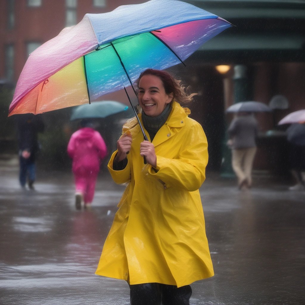 People enjoying the rain in Providence
