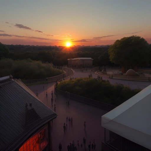 The sun setting over the zoo, symbolizing the uncertainty surrounding the capture of the Penguin of Doom
