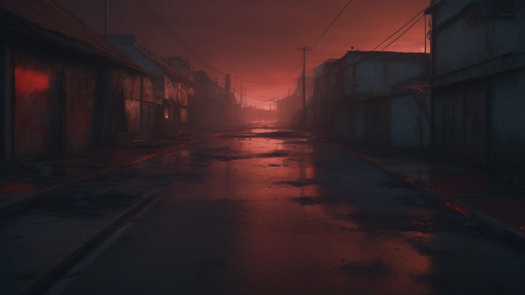 Devastated town at dawn