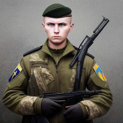 Frustrated Ukrainian soldier with broken rifle