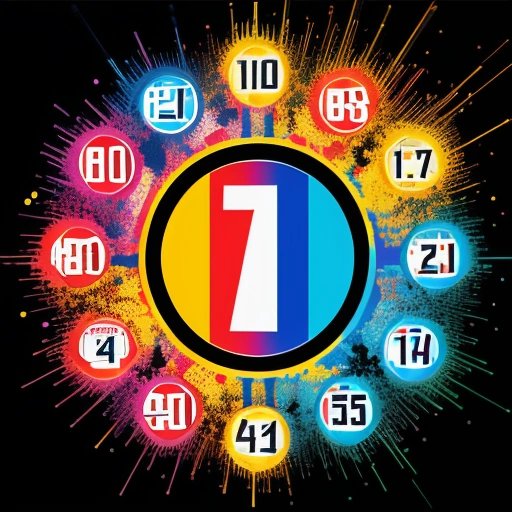Explosion of numbers with number 7 in the center
