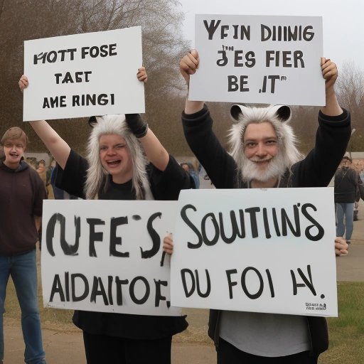 Skunk enthusiasts celebrating with signs