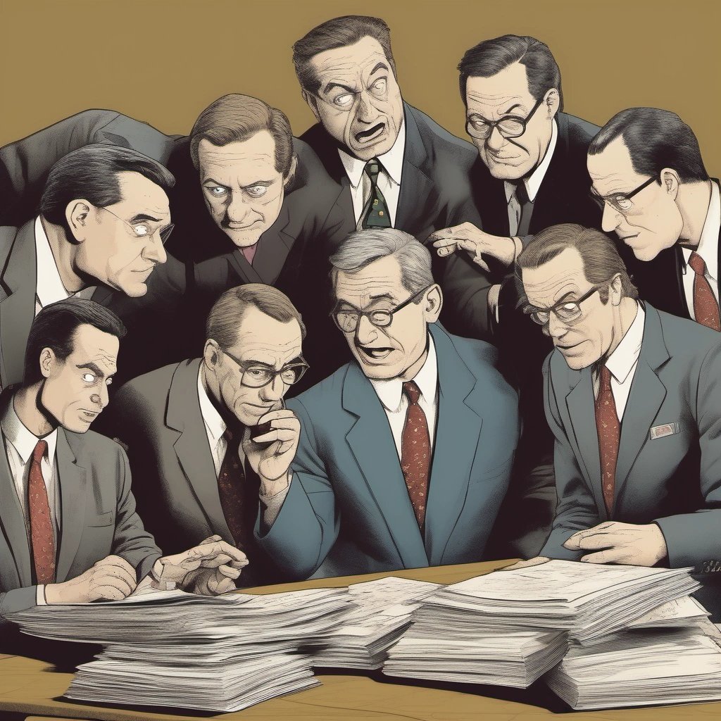 Government officials studying secret documents