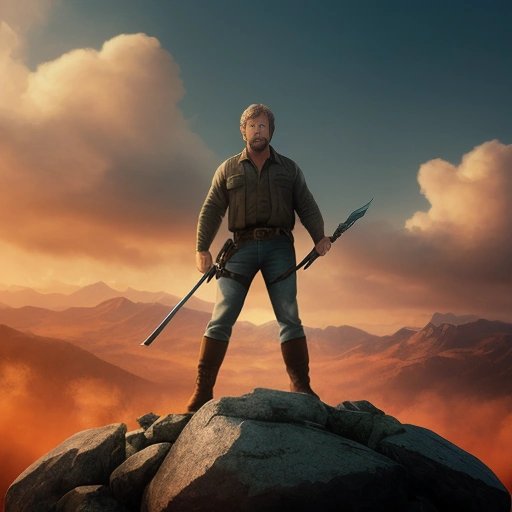 Chuck Norris victorious in a battle