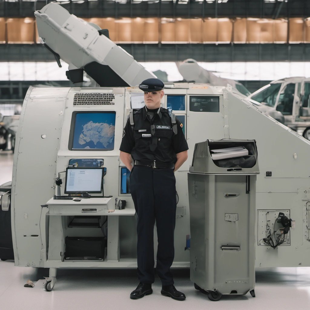 Airport security officer and NASAMS battery