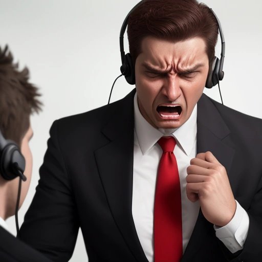 Man frustrated while attending a telemarketing call