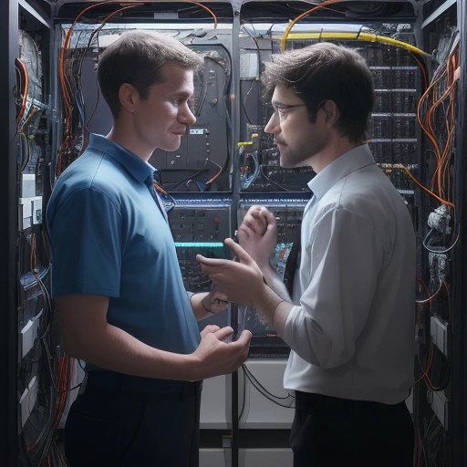 Technician and user having a conversation