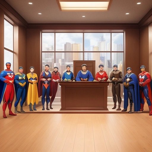Superhero tribunal in court