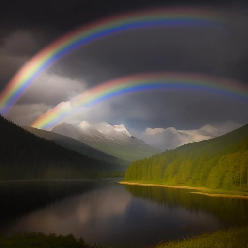 Rainbow over a serene landscape