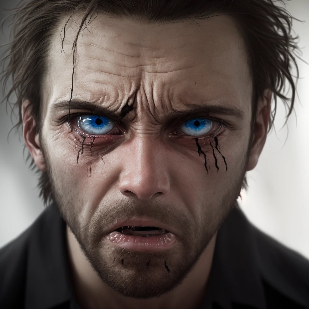 Man with wild eyes