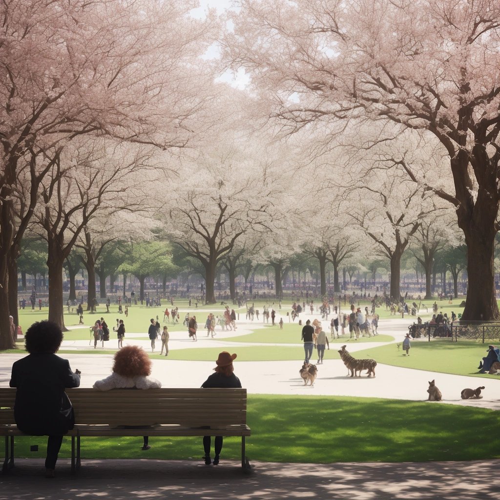 People interacting with fluffy animals in a park