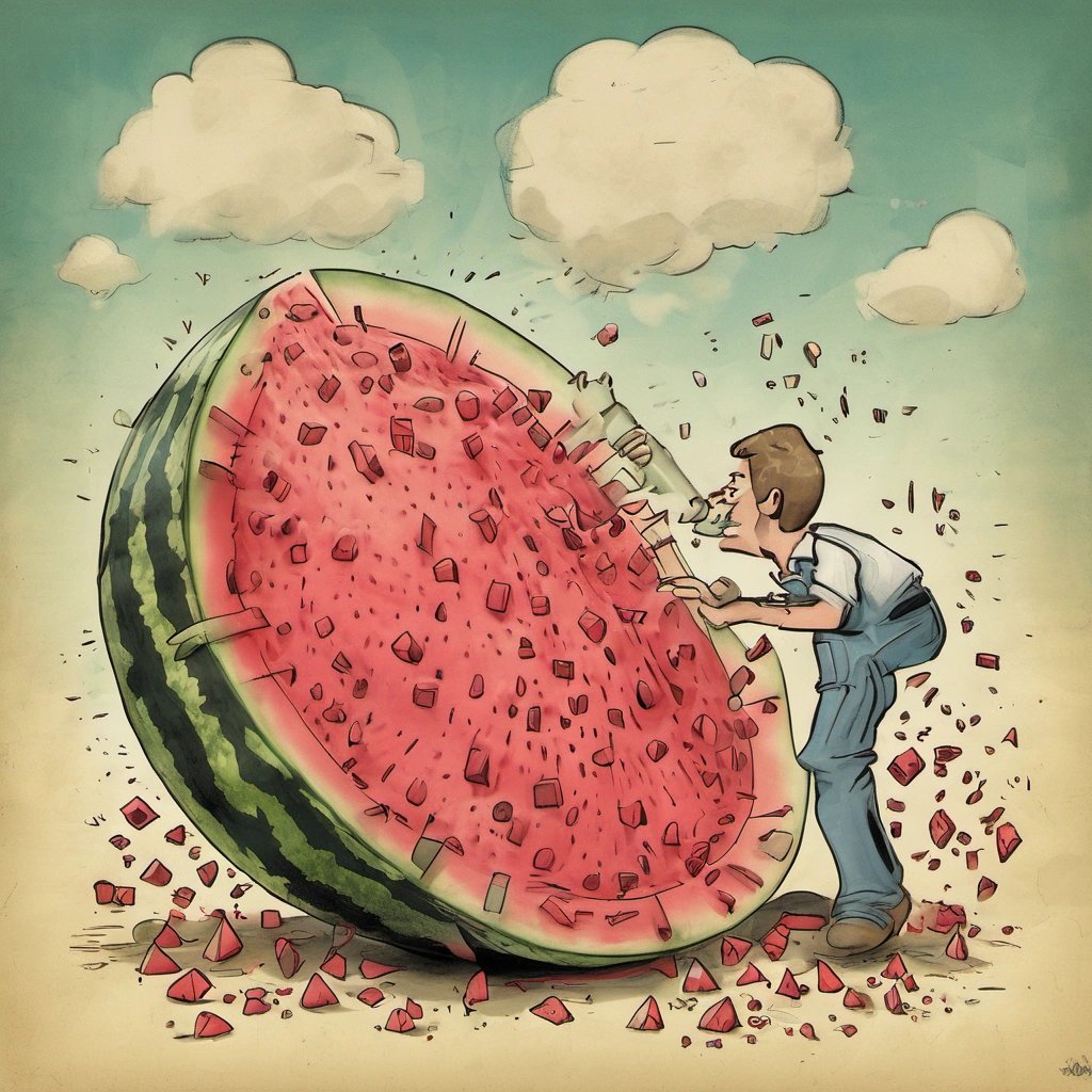Absurd watermelon 'nuclear bomb' cartoon