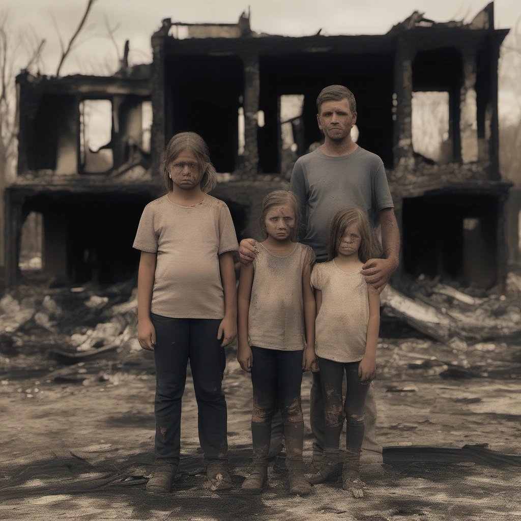 Burned down house