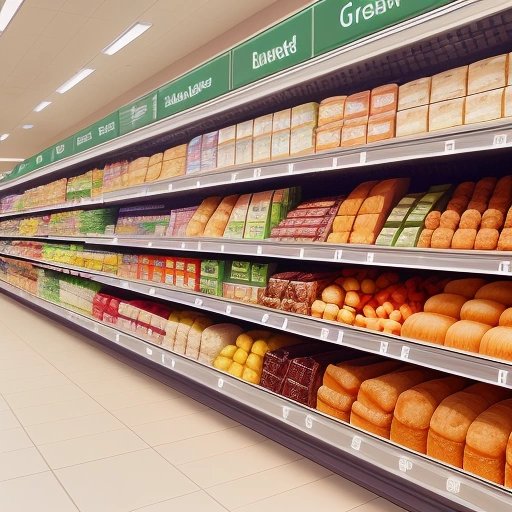 Bread aisle in a grocery store