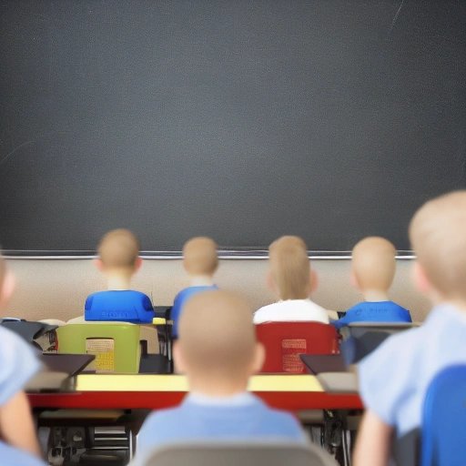 Robots in a classroom taking a test