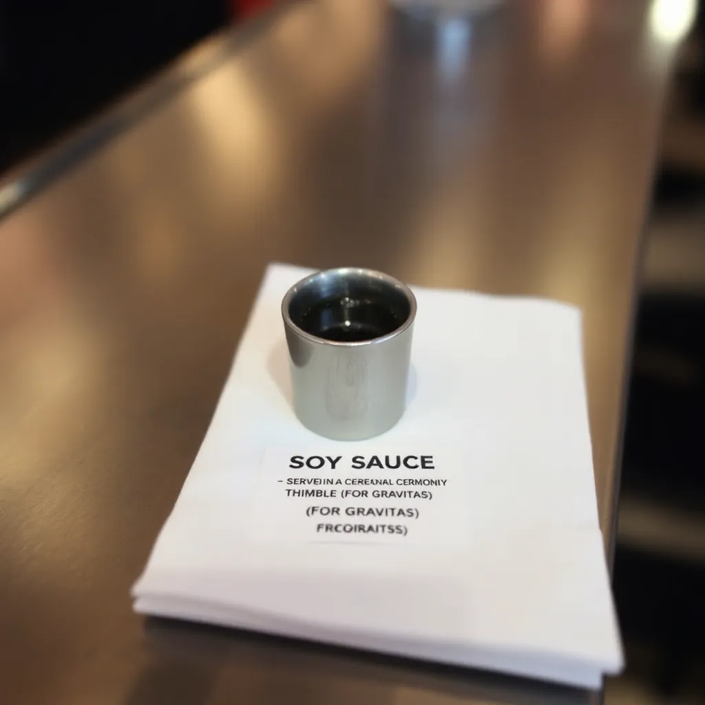 Ceremonial soy sauce “for gravitas”
