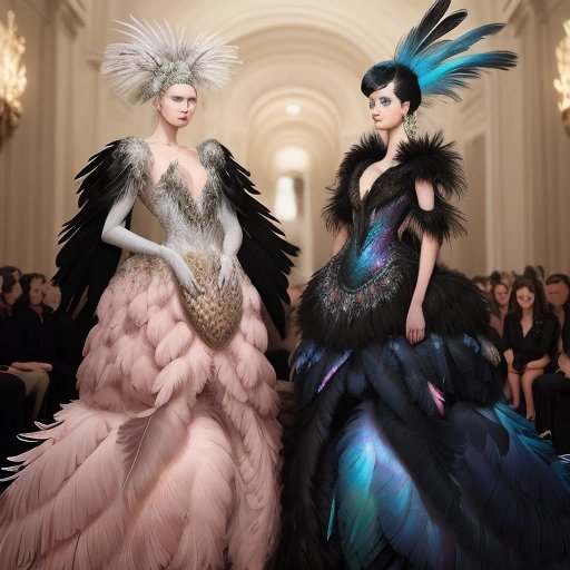 Fashionable lovebirds on the runway