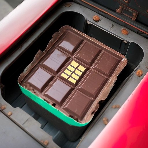 Sneaky ex sabotaging fighter jet with a chocolate bar