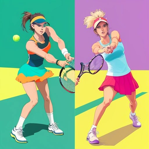 Tennis players with sound effects