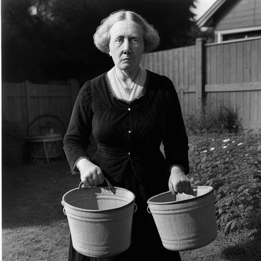 Bertha Bottomley standing next to the living bucket