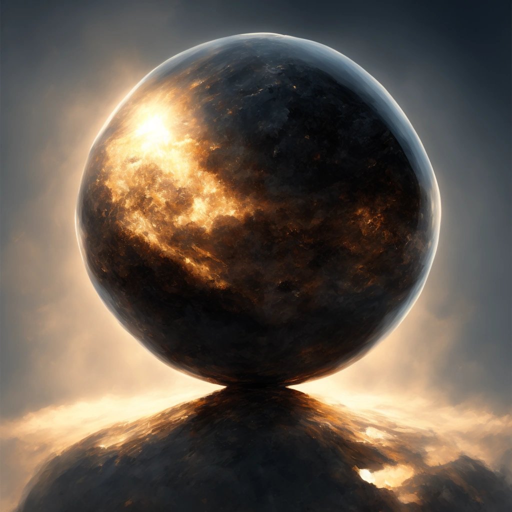 Massive Obsidian Sphere glistening in the sunlight