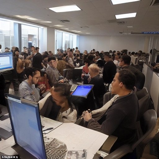 Group of people crowded around a screen