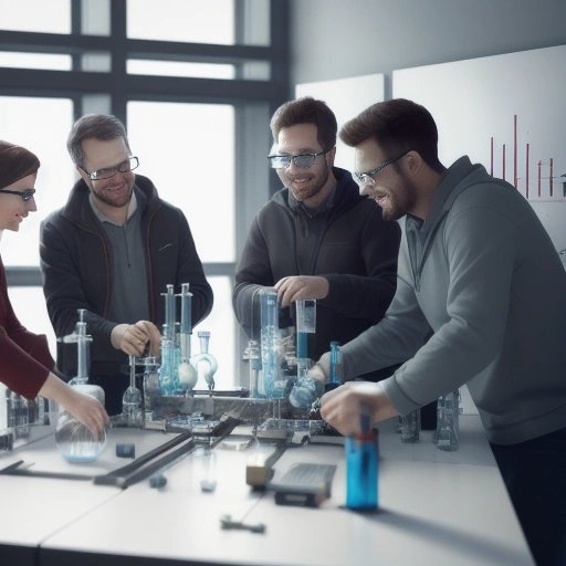 Scientists examining a vial of gas