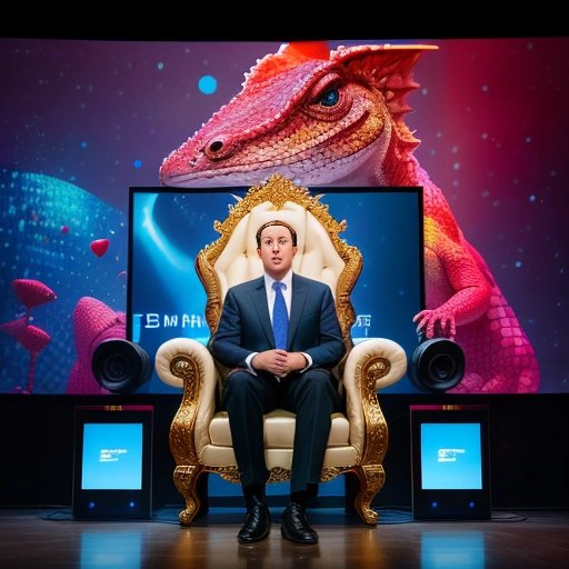 Zuckerberg-Lizard on a throne