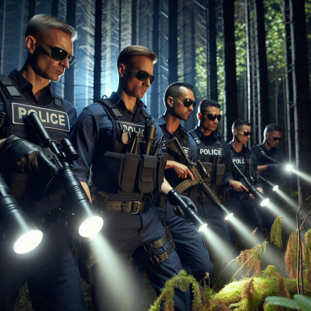 Law enforcement searching the wilderness