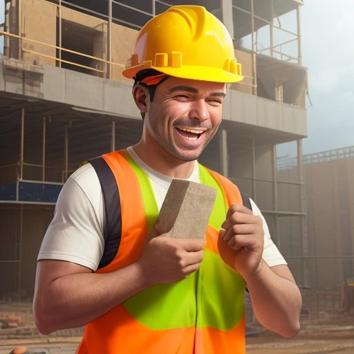 Construction worker with a brick