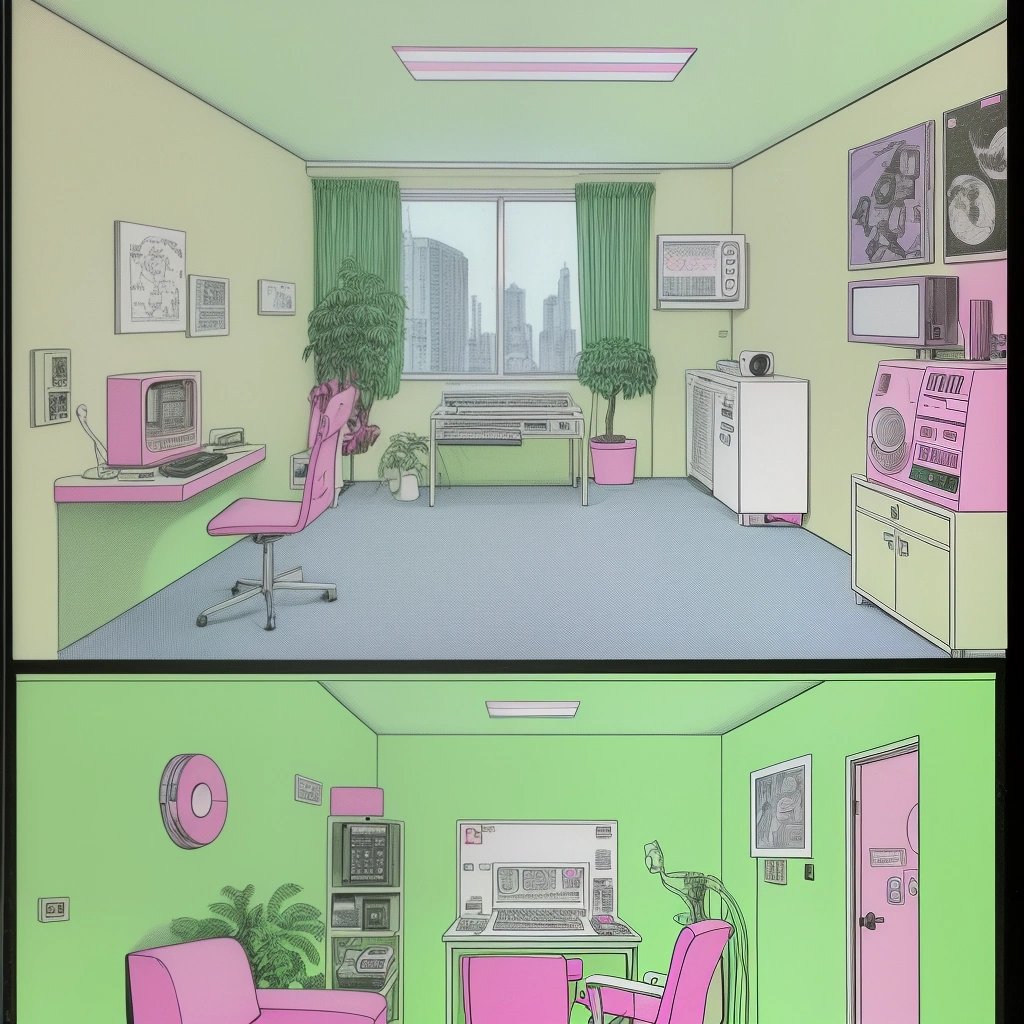 80s styled room with CoCo and phone