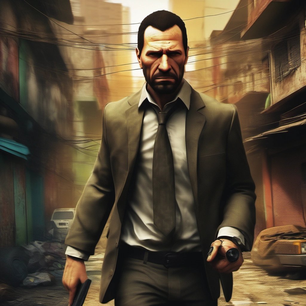 Max Payne correndo pelo beco
