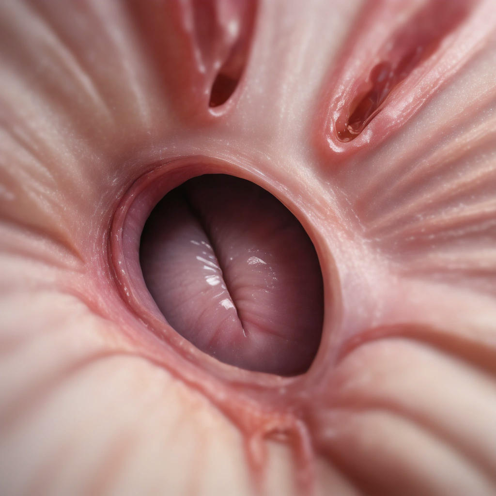 Woman's vagina with asymmetrical vaginal opening