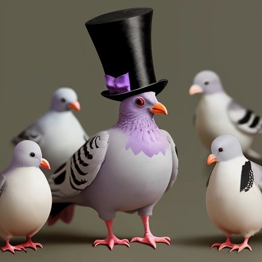 Dapper pigeon with voodoo doll